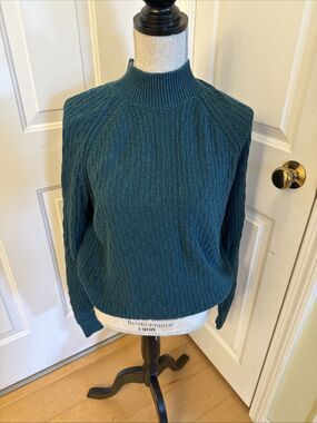 GREEN MOCK Fatface Women’s Size 4 100% Cotton Mock Turtleneck Sweater